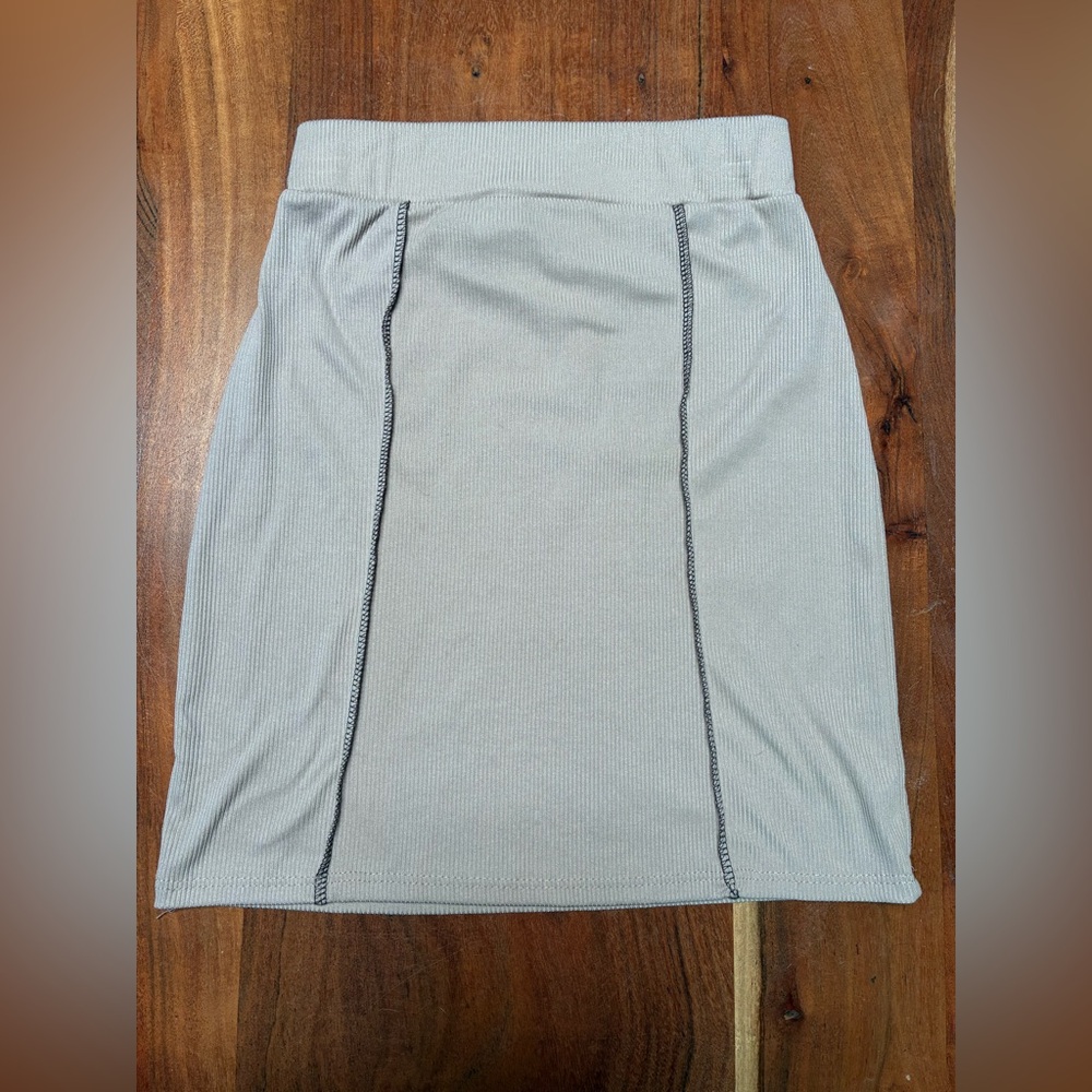 Chic Beige w/Brown Stitch Women's Pencil Skirt
